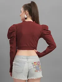 Casual Full Sleeve Solid Women Maroon Top-thumb1