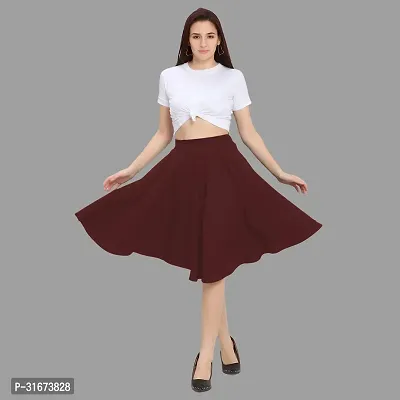 Stylish Maroon Polyester Solid Skirts For Women-thumb4