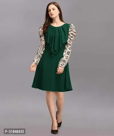 Stylish Green Polyester Solid Dress For Women-thumb4