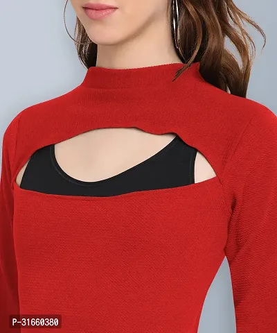 Elegant Red Viscose Rayon Solid Top For Women-thumb4