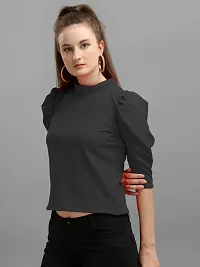 Elegant Black Viscose Rayon Solid Top For Women-thumb2