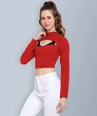 Elegant Red Viscose Rayon Solid Top For Women-thumb2