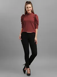 Elegant Maroon Viscose Rayon Solid Top For Women-thumb3