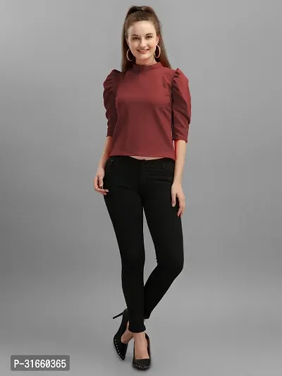 Elegant Maroon Viscose Rayon Solid Top For Women-thumb4