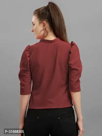 Elegant Maroon Viscose Rayon Solid Top For Women-thumb2