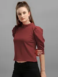 Elegant Maroon Viscose Rayon Solid Top For Women-thumb2