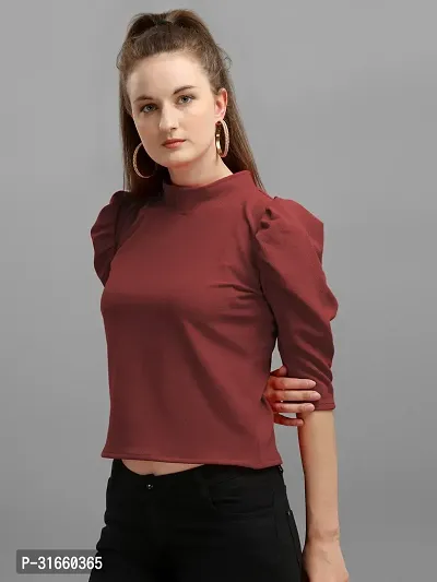 Elegant Maroon Viscose Rayon Solid Top For Women-thumb3