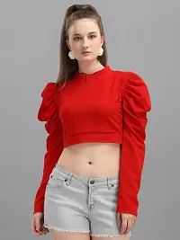 Elegant Red Viscose Rayon Solid Top For Women-thumb2