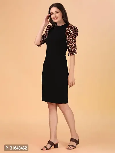 Stylish Black Cotton Lycra Solid Dress For Women-thumb3