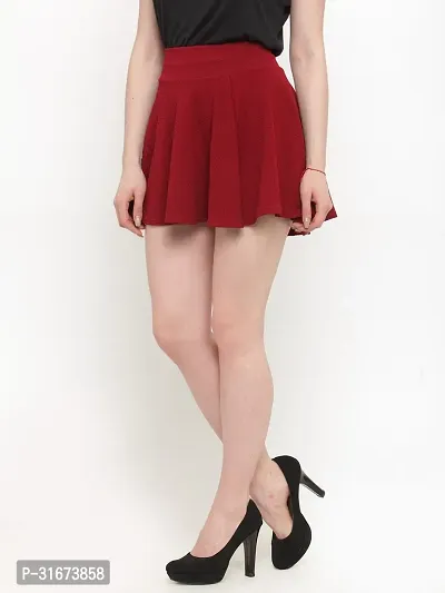 Stylish Maroon Polyester Solid Skirts For Women-thumb3