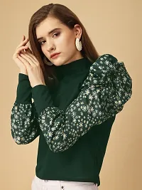 Elegant Green Viscose Rayon Geometric Print Top For Women-thumb2