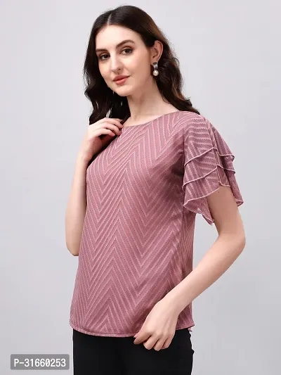 Elegant Pink Georgette Printed Top For Women-thumb0