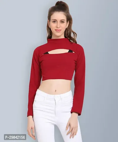 DL Fashion Casual Full Sleeve Solid Women Maroon Top-thumb0