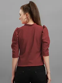 Casual Half Sleeve Solid Women Maroon Top-thumb1