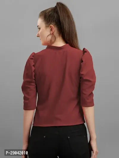 Casual Half Sleeve Solid Women Maroon Top-thumb2