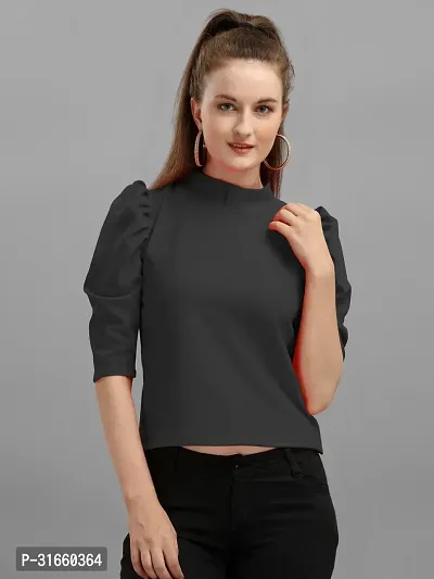 Elegant Black Viscose Rayon Solid Top For Women-thumb0