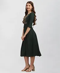 Adokedo Women Fit and Flare Green Dress-thumb2