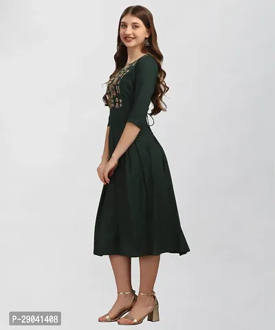Adokedo Women Fit and Flare Green Dress-thumb3