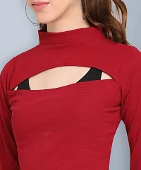 Elegant Red Polyester Solid Top For Women-thumb3