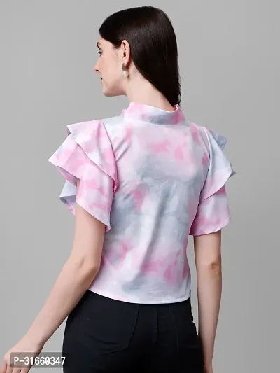 Elegant Pink Cotton Blend Printed Top For Women-thumb2