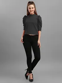 Elegant Black Viscose Rayon Solid Top For Women-thumb3