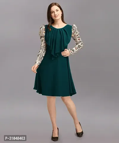 Stylish Green Polyester Solid Dress For Women-thumb4