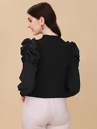 Elegant Black Polyester Solid Top For Women-thumb1