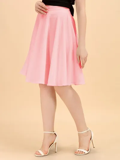 Solid Style Flared Skirt For Women