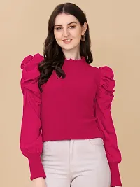 Elegant Pink Polyester Solid Top For Women-thumb2