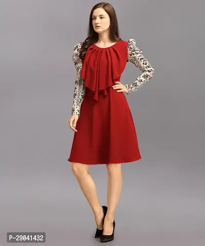 DL Fashion Women Fit and Flare Red Dress-thumb3