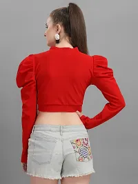 Casual Full Sleeve Solid Women Red Top-thumb1