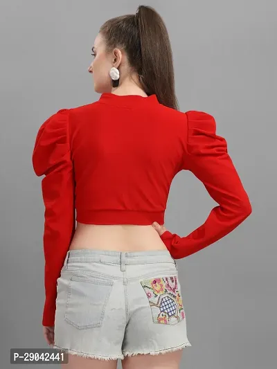 Casual Full Sleeve Solid Women Red Top-thumb2