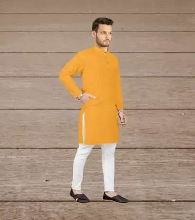 Stylish Blend Solid Kurta For Men