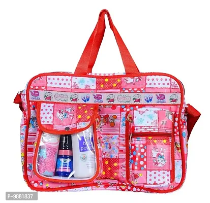 BABY DESIRE Waterproof Diaper Bag/Mother Bags with Two Side Pocket for Carry Baby Milk Bottle. (Red, Medium)