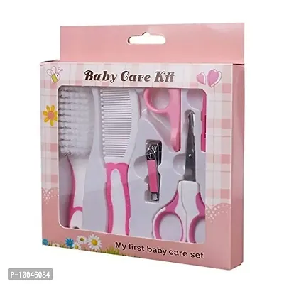 Set of 6 Cute Plastic Portable Baby Care Kit Nursery Kids Healthcare and Grooming Set Manicure and Pedicure Accessories for New Born Babies Toddler Kids (Pack of 6, pink)-thumb0