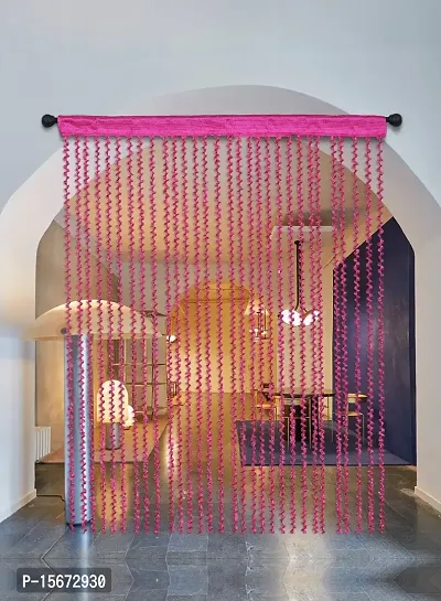 FURNISHINGKART Open Twisted String Curtain - 6.5ft Dark Pink
