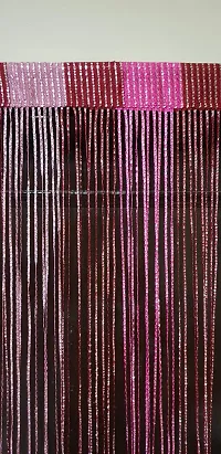 FURNISHINGKART Ribbon String Curtain - 6.5ft Maroon  Pink-thumb1