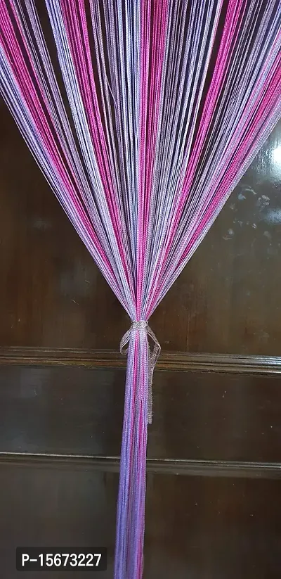 FURNISHINGKART 1Pc Beautiful 6.5ft Purple Decorative Thread Curtain Polyester Room Divider String Thread Room Door Curtain, 6.5FT x 3.41FT, Purple Multicolor-thumb2