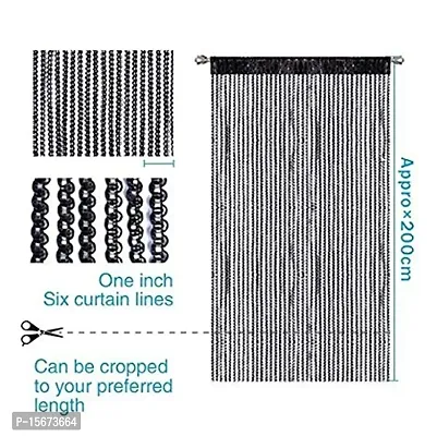 FURNISHINGKART Ribbon String Door  Window Curtain - 6.5ft Black-thumb3