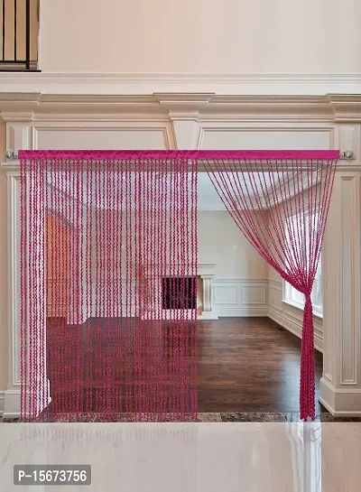 FURNISHINGKART Twisted String Curtain - 6.5ft Dark Pink-thumb0