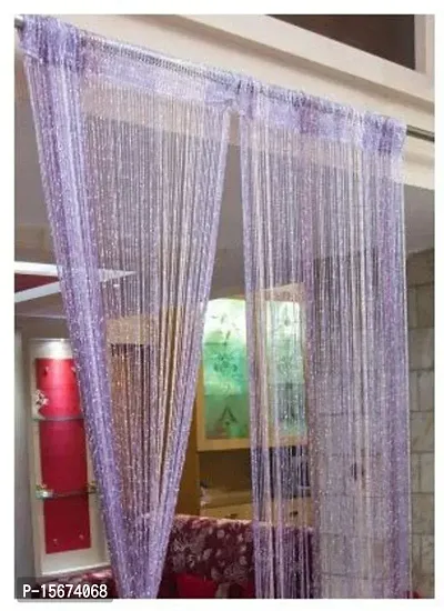 FURNISHINGKART Shining String Curtain - 6.5ft Purple  Pink-thumb3