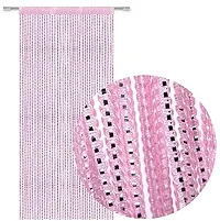 FURNISHINGKART Ribbon String Curtain - 6.5ft Pink-thumb1