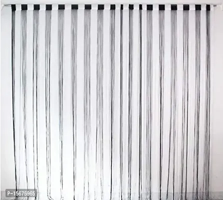 FURNISHINGKART Set of 2 Beautiful 6.5 FT Black  White Decorative Thread Curtain Polyester Room Divider String Thread Room Door Curtain, 6.5FT x 3.41FT, Black  White Multicolor-thumb0