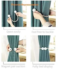 FURNISHINGKART 4 Pieces Pearl Magnet Home Bathroom Window Curtain Drape Tie-Back Holdback Curtain Holder - No Tools Or Assembly Required - 40cm (Maroon)-thumb2