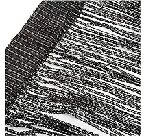 FURNISHINGKART 2 Piece Ribbon String Curtain Set - 6.5ft Black-thumb3