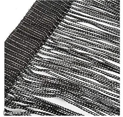 FURNISHINGKART 2 Piece Ribbon String Curtain Set - 6.5ft Black-thumb4
