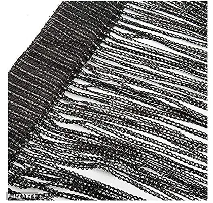 FURNISHINGKART Ribbon String Door  Window Curtain - 6.5ft Black-thumb4