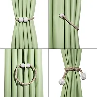 FURNISHINGKART 4 Pieces Pearl Magnet Home Bathroom Window Curtain Drape Tie-Back Holdback Curtain Holder - No Tools Or Assembly Required - 40cm (Light Brown)-thumb2