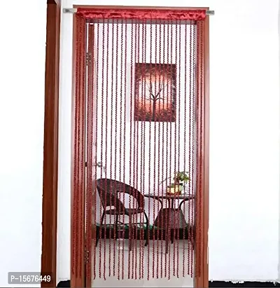 FURNISHINGKART Twisted String Curtain - 6.5ft Maroon