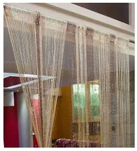 FURNISHINGKART Shining String Curtain - 6.5ft Brown  Cream-thumb2